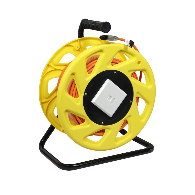 Synergy21 Kabeltrommel, CAT6A, 50m, CAT7A Rohkabel S-STP(S/FTP), mit 1x Buchse/Stecker RJ45(CAT6A), LSZH,