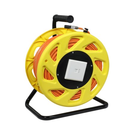 Synergy21 Kabeltrommel, CAT6A, 90m, CAT7A Rohkabel S-STP(S/FTP), mit 1x Buchse/Stecker RJ45(CAT6A), LSZH,