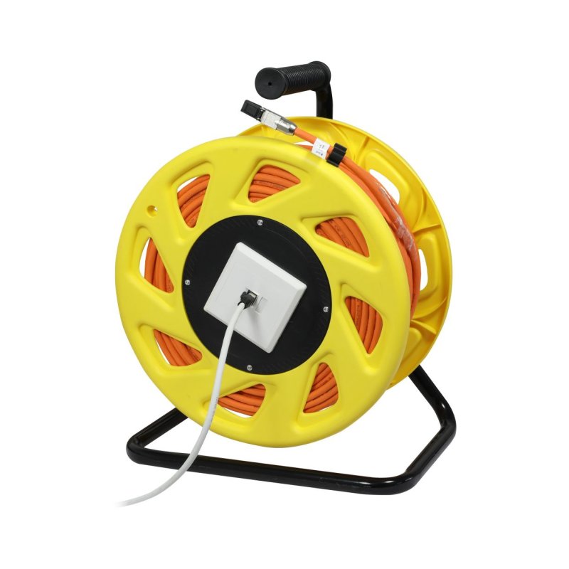 Synergy21 Kabeltrommel, CAT6A, 90m, CAT7A Rohkabel S-STP(S/FTP), mit 1x Buchse/Stecker RJ45(CAT6A), LSZH,