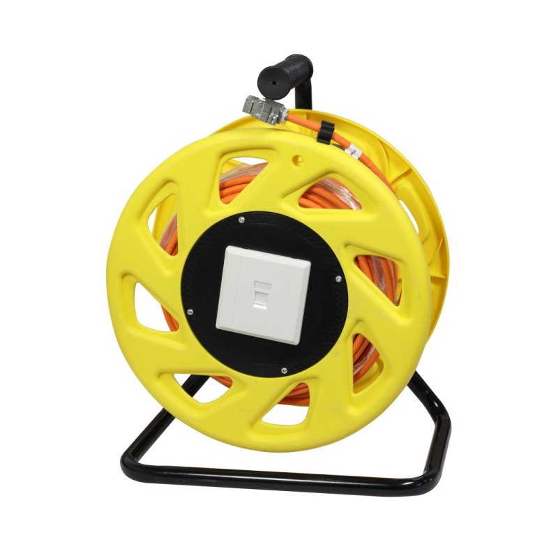 Synergy21 Kabeltrommel, CAT6A, 50m, CAT7A Rohkabel S-STP(S/FTP), mit 2x Buchsen RJ45(CAT6A), LSZH,