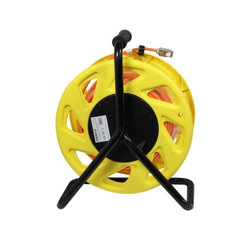 Synergy21 Kabeltrommel, CAT6A, 50m, CAT7A Rohkabel S-STP(S/FTP), mit 2x Buchsen RJ45(CAT6A), LSZH,