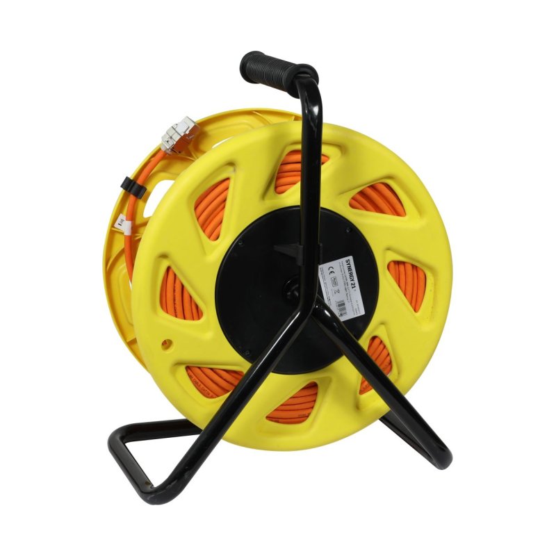 Synergy21 Kabeltrommel, CAT6A, 90m, CAT7A Rohkabel S-STP(S/FTP), mit 2x Buchsen RJ45(CAT6A), LSZH,