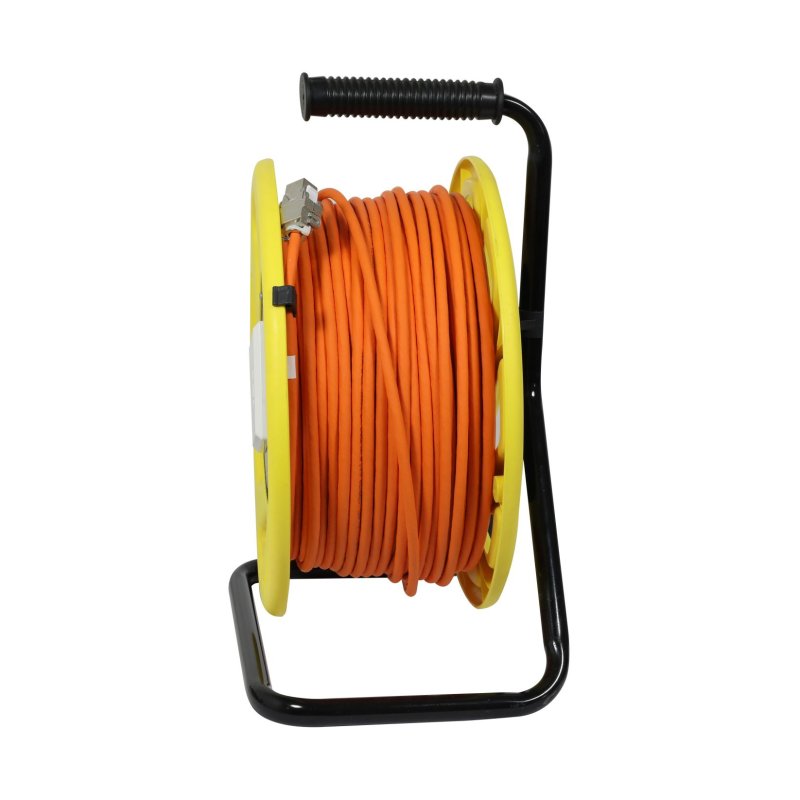 Synergy21 Kabeltrommel, CAT6A, 90m, CAT7A Rohkabel S-STP(S/FTP), mit 2x Buchsen RJ45(CAT6A), LSZH,