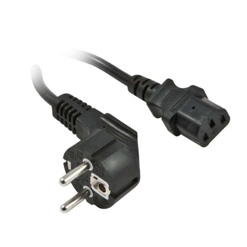 Synergy21 Netzkabel 230V Schutzkontakt CEE7(Stecker)-Kaltgeräte IEC-C13(Buchse), 2m, Black