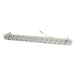 Synergy21 Keystone, Modulträger, 19Patchpanel für 24xTP-Modul, 1HE(t 96mm) 45Grad Schrägauslass, Lichtgrau