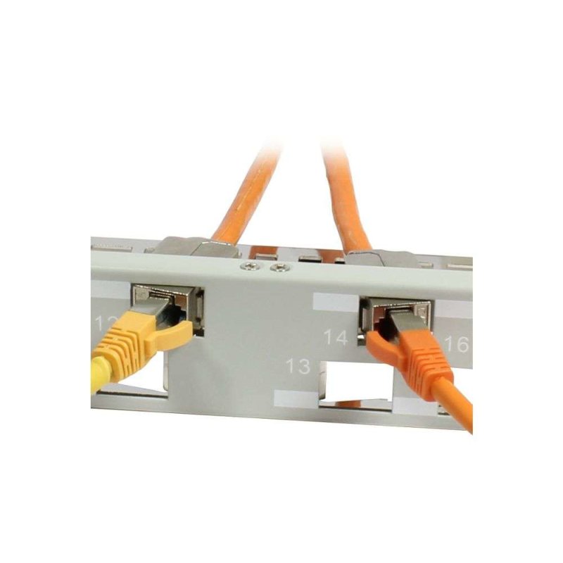 Synergy21 Keystone, Modulträger, 19Patchpanel für 24xTP-Modul, 1HE(t 96mm) 45Grad Schrägauslass, Lichtgrau