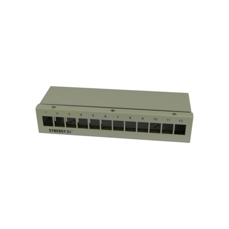 Synergy21 Keystone, Modulträger, Patchpanel für 12x TP-Modul, Aufputz, Metall, Lichtgrau