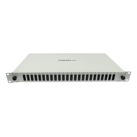 Synergy21 LWL-Patchpanel für 24xSC-Duplex/LC-Quad-Buchsen, 19/1HE, ohne SC/LC-Kupplungen, Lichtgrau