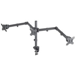 Manhattan Triple Desk Mount for TV & Monitors, For screens: 10" to 27", Clamp Assembly, VESA compatability: 75x75 and