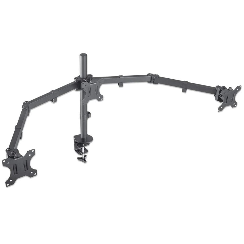 Manhattan Triple Desk Mount for TV & Monitors, For screens: 10" to 27", Clamp Assembly, VESA compatability: 75x75 and