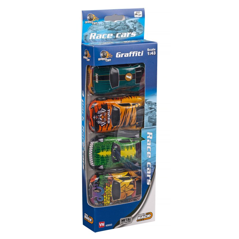 Speed Car - Pullback Graffiti Cars 1:43, 4-Pack (40683)