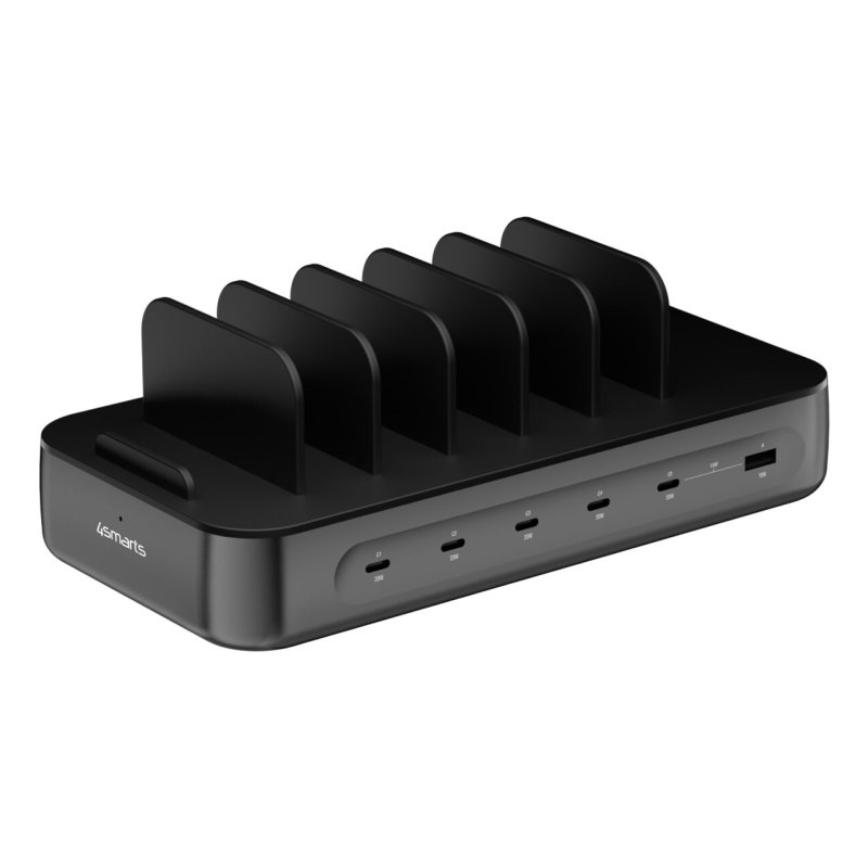 4smarts Ladestation Team 100W 5C/1A inkl. 6 Kabel, schwarz