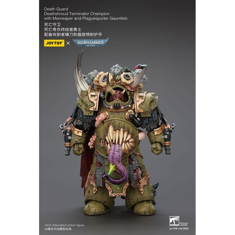 Warhammer 40k Action Figure 1/18 Death Guard Deathshroud Terminator Champion with Manreaper and Plaguespurter Gauntlets