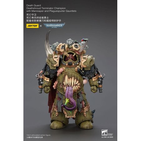 Warhammer 40k Action Figure 1/18 Death Guard Deathshroud Terminator Champion with Manreaper and Plaguespurter Gauntlets