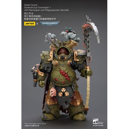 Warhammer 40k Action Figure 1/18 Death Guard Deathshroud Terminator 1 with Manreaper and Plaguespurter Gauntlet 14 cm