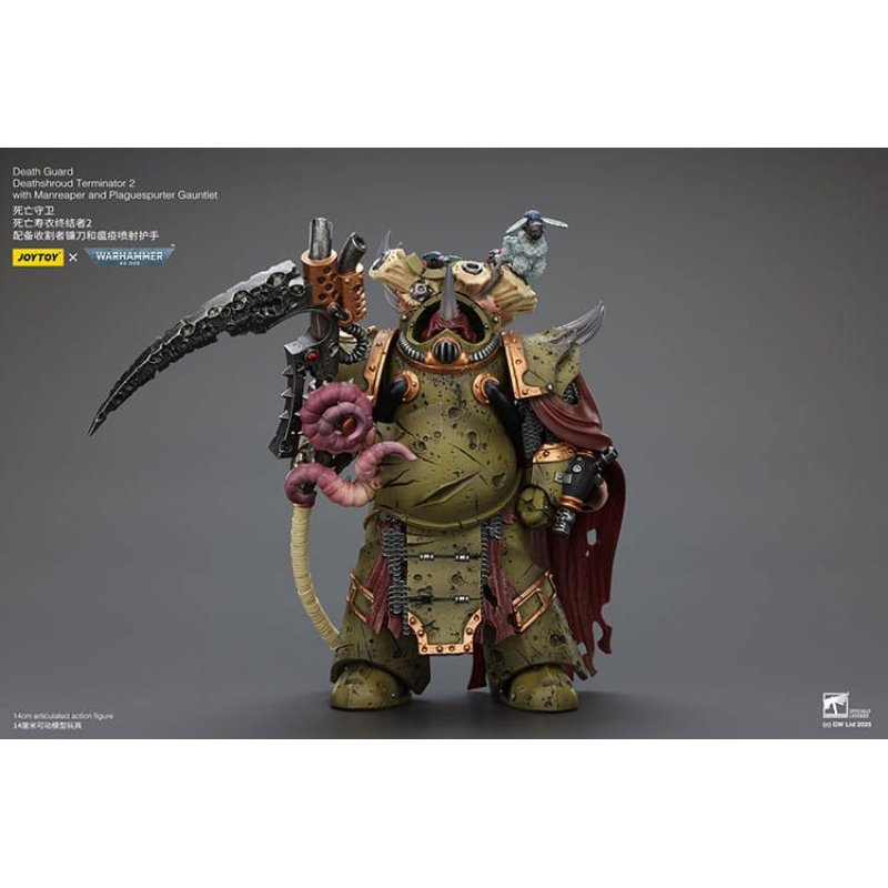 Warhammer 40k Action Figure 1/18 Death Guard Deathshroud Terminator 2 with Manreaper and Plaguespurter Gauntlet 14 cm
