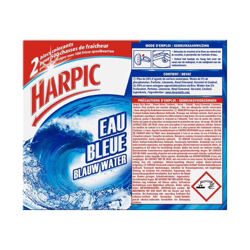 Harpic Set Of 3 Blue Water Toilet Blocks - 2 Anti-Scale Blocks
