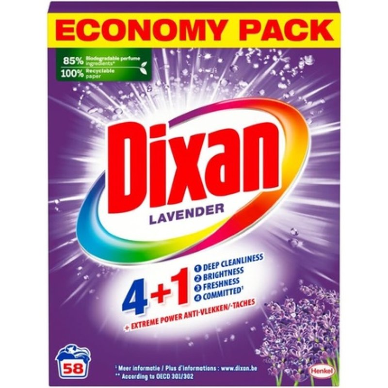 Dixan Washing Powder 58 Washes 41 Extreme Power Lavender 348kg