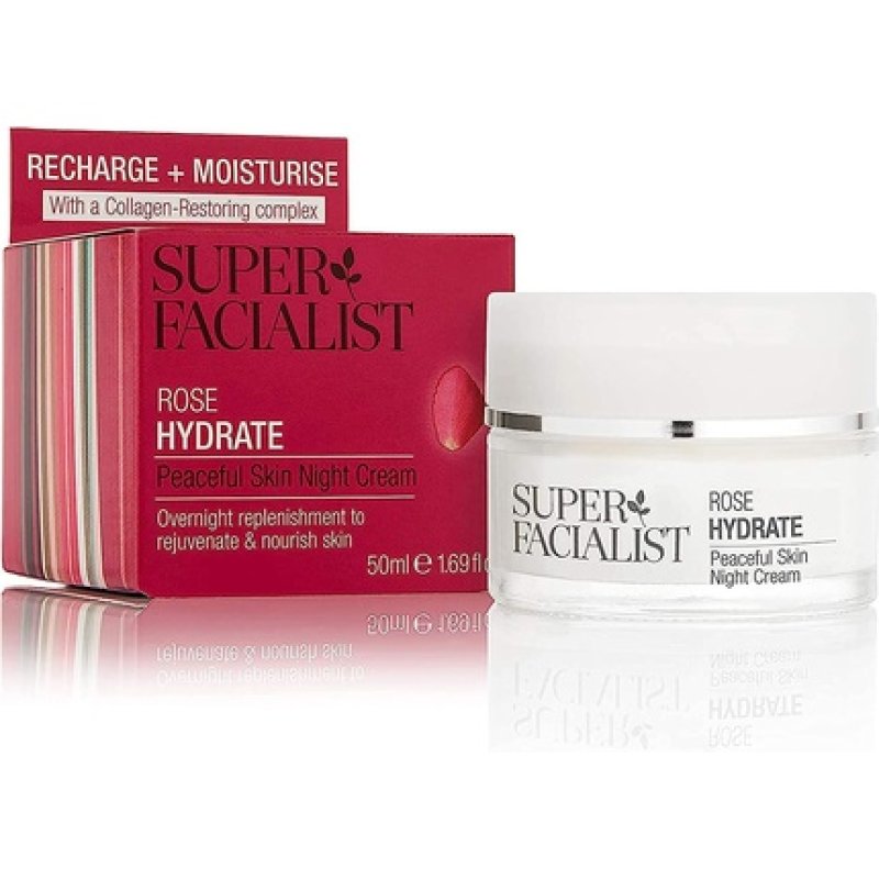 Super Facialist Rosehip Peaceful Skin Night Cream with Hyaluronic Acid and Cucumber Oil 50ml
