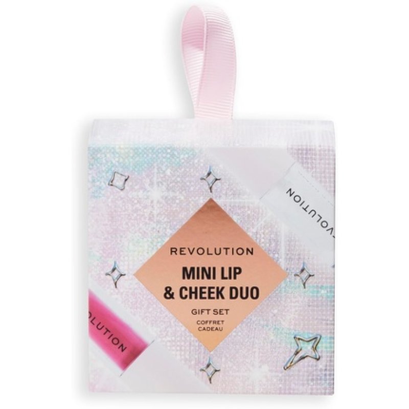 Revolution Beauty Mini Cheek & Lip Duo Gift Set Holiday Makeup Set With Mini Cream Blusher Mini Pout Bomb & Ornament