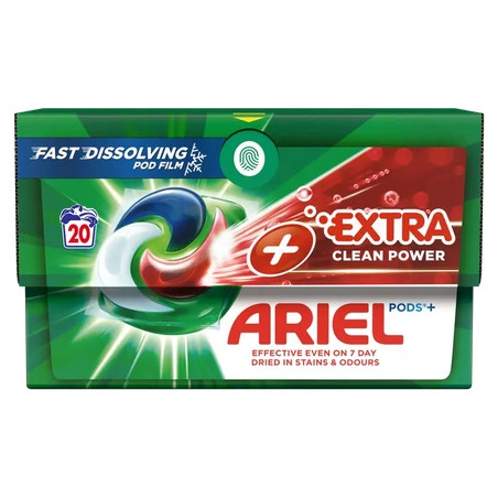 Ariel Yellow Cap Extra Clean Laundry Detergent 20 Pieces
