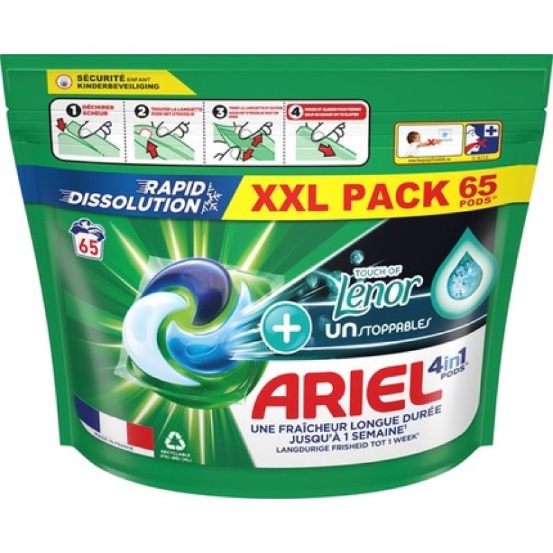 Ariel 4in1 Laundry Detergent Pods With Touch By Lenor Unstoppables 65 Washes
