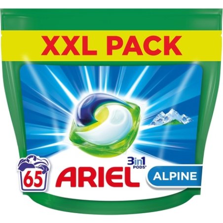 Ariel 3in1 Pods Liquid Laundry Detergent 65 Washes - Alpine Dissolving