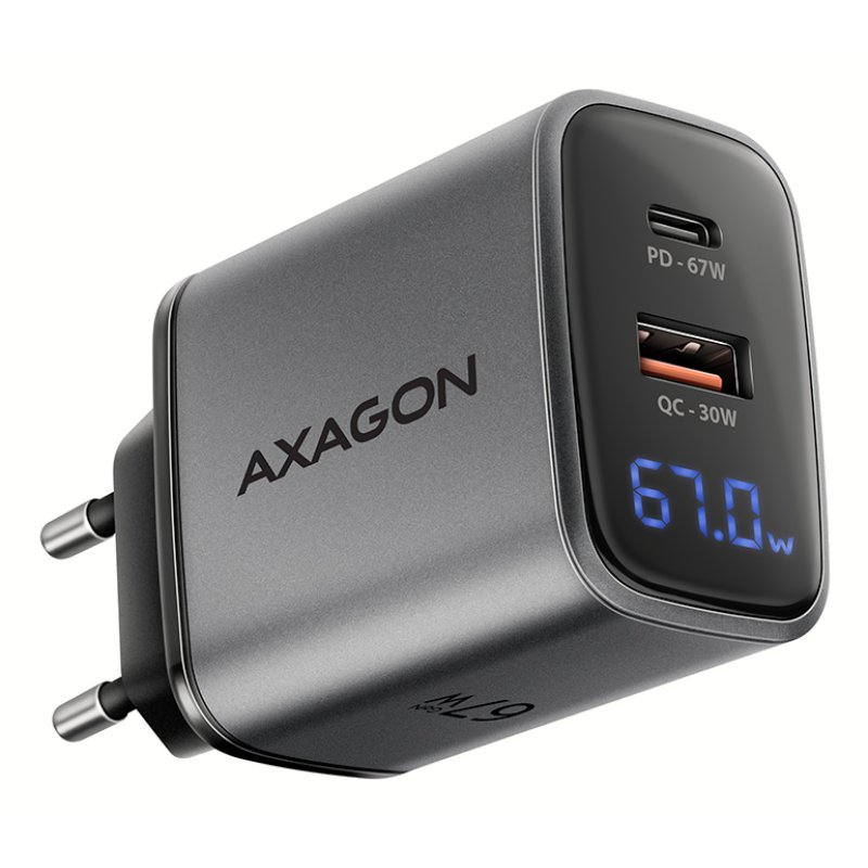 Axagon ACU-PQ67D chargeur d'appareils mobiles Universel Noir, Gris Secteur Charge rapide Intérieure