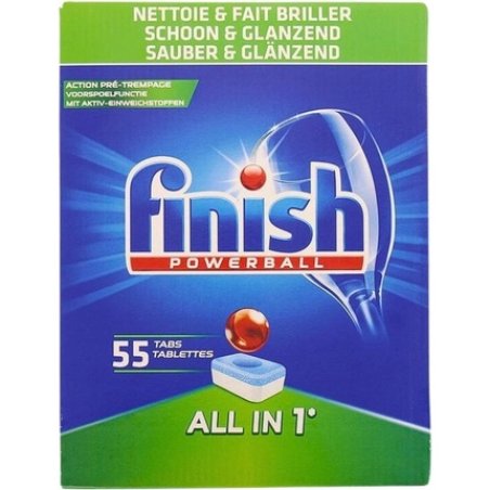 Finish Powerball All In 1 Dishwasher Tablets Clean & Shine 55 Tablets