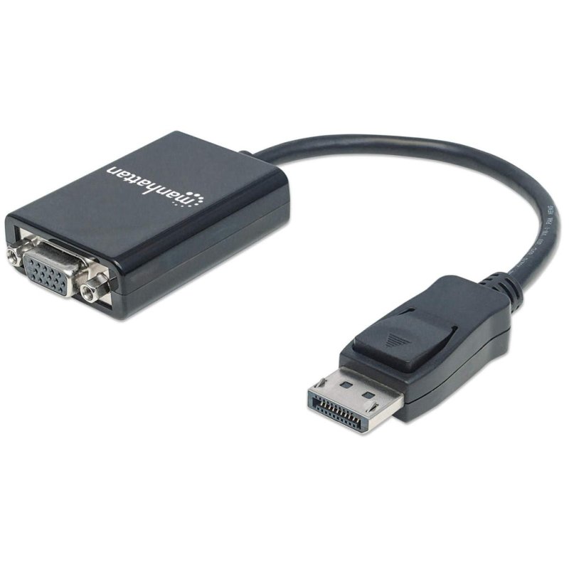 MANHATTAN DisplayPort auf VGA Konverter zum einfachen Anschluss von PCs mit DisplayPort an VGA-Monitore, Beamer und mehr