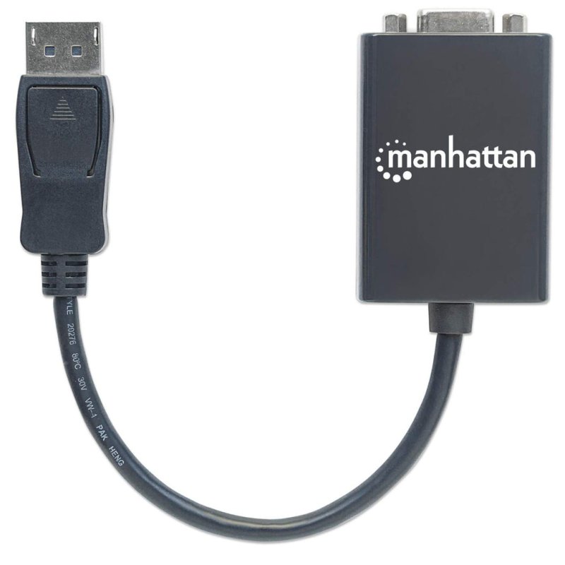 MANHATTAN DisplayPort auf VGA Konverter zum einfachen Anschluss von PCs mit DisplayPort an VGA-Monitore, Beamer und mehr
