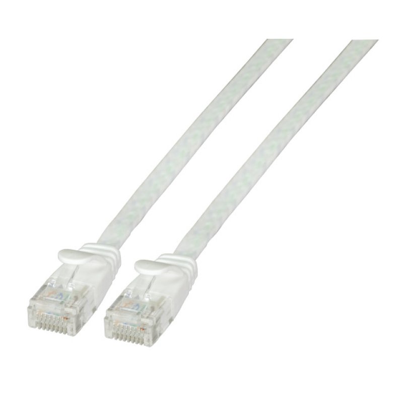 EFB RJ45 Flachpatchkabel U/UTP, Cat.6A, PVC, 5m, weiß
