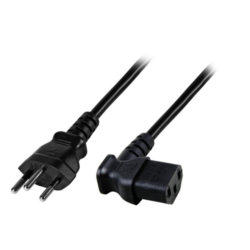 EFB Netzkabel Schweiz Typ 12 - C13 90°,sw,1.8m,3x0.75mm
