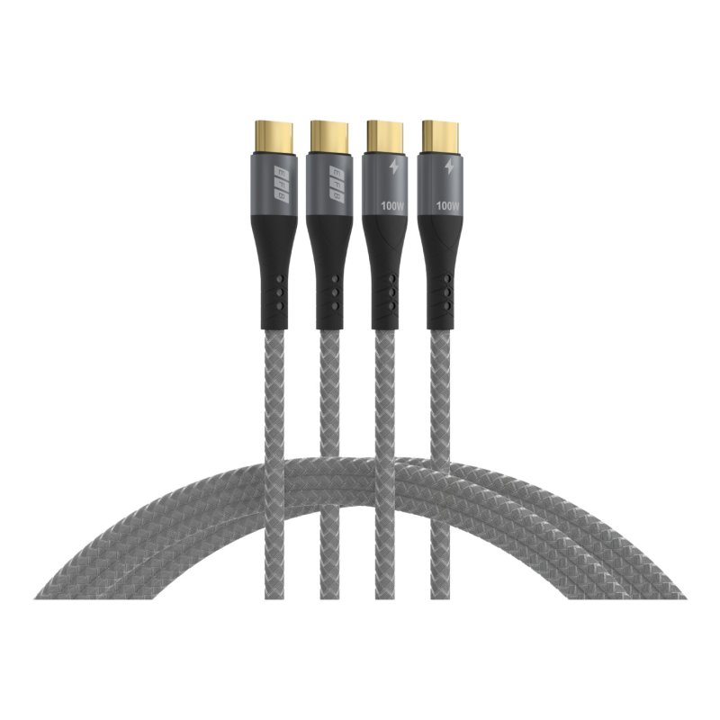 EFB USB-C Kabelset 100W PD 3.0 5A E-Marker Chip 2x1m grau