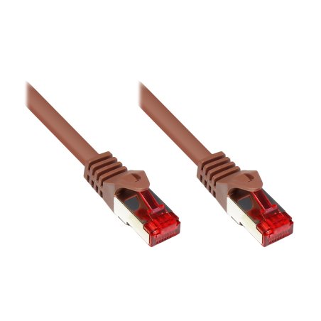 RNS® Patchkabel mit Rastnasenschutz, Cat. 6, S/FTP, PiMF, PVC, 250MHz, braun, 0,25m, Good Connections®