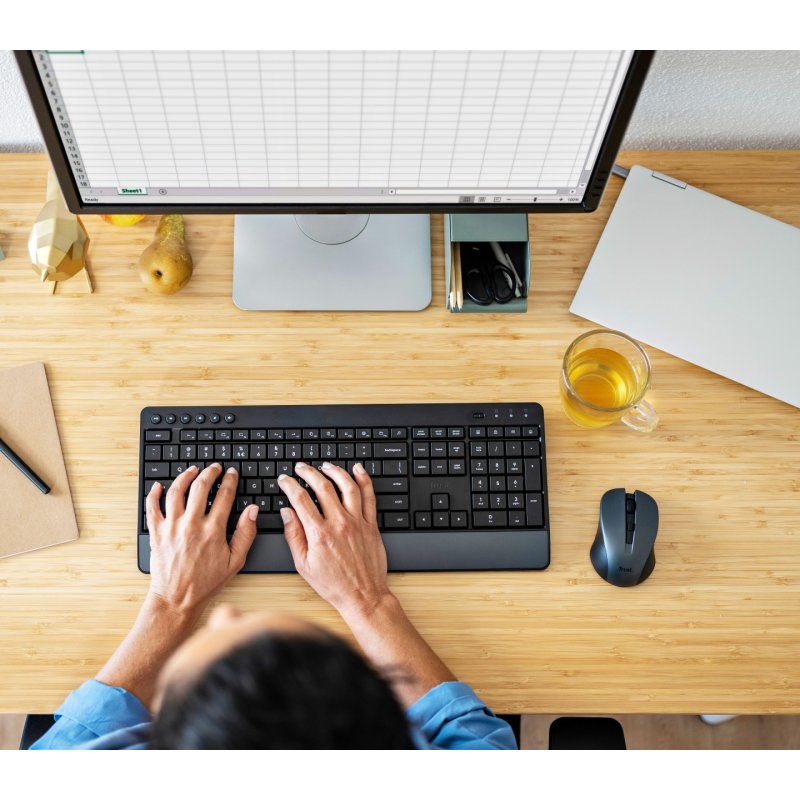 Trust Trezo keyboard Mouse included Office RF Wireless QWERTZ Swiss Black