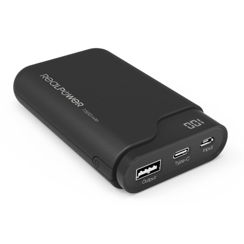 RealPower Powerbank PB-7500C schwarz 7.500mAh