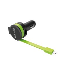 RealPower 257635 chargeur d'appareils mobiles Universel Noir, Vert Allume-cigare Auto