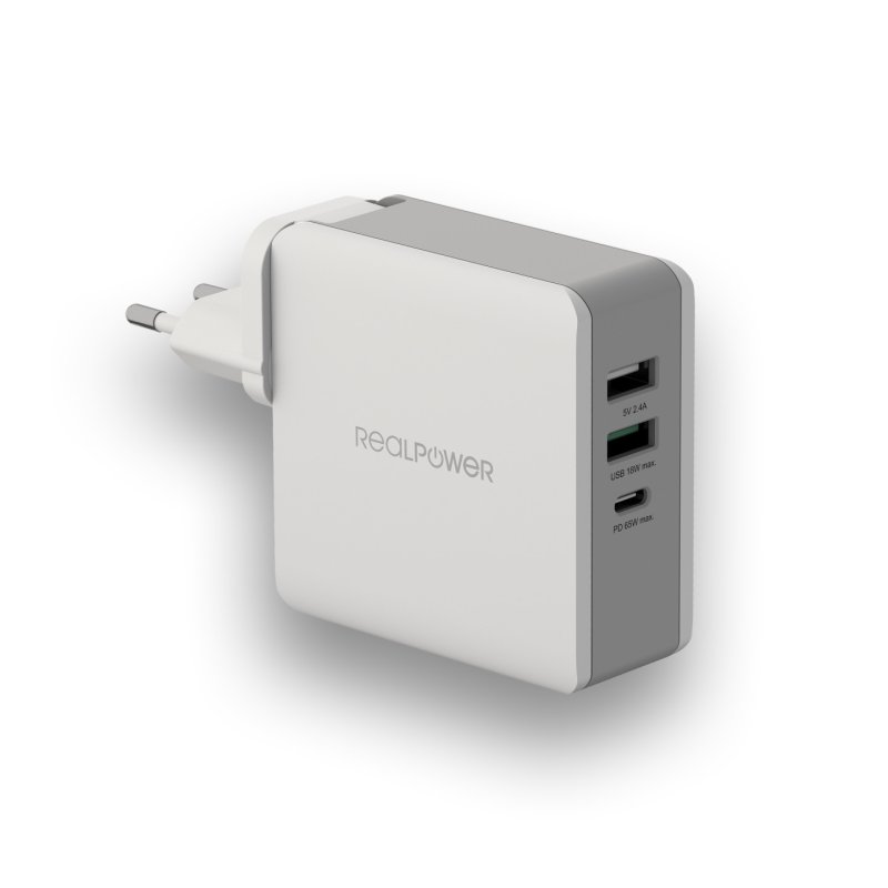 RealPower DeskCharge-65 Travel Universel Gris Secteur Intérieure