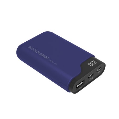 RealPower PB-7500C Navy Blue 7500 mAh Noir, Bleu