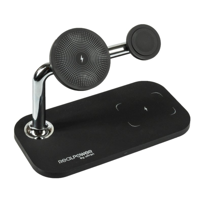RealPower ChargeAIR Mag Smartphone, Smartwatch, Tablette Noir USB Recharge sans fil Intérieure
