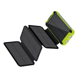 RealPower PB-20000 Solar 20000 mAh Recharge sans fil Noir, Vert