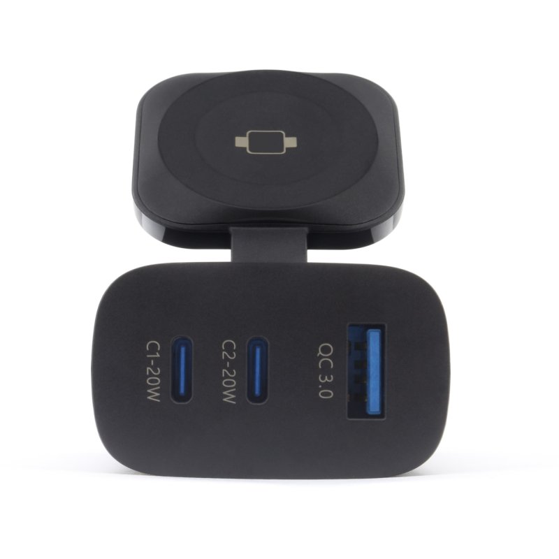 RealPower 450476 chargeur d'appareils mobiles Chargeur électrique, Smartwatch, Tablette Noir Secteur Recharge sans fil