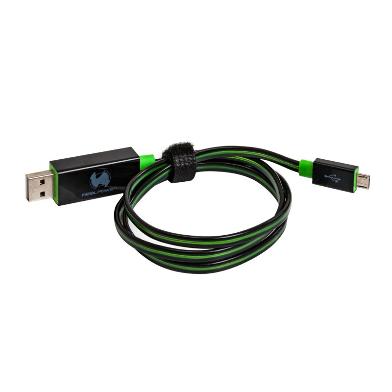 RealPower USB A/Micro-USB B 0.75m USB cable USB 2.0 Black, Green