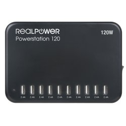RealPower Power Station 120 Smartphone, Tablette Noir Secteur Intérieure