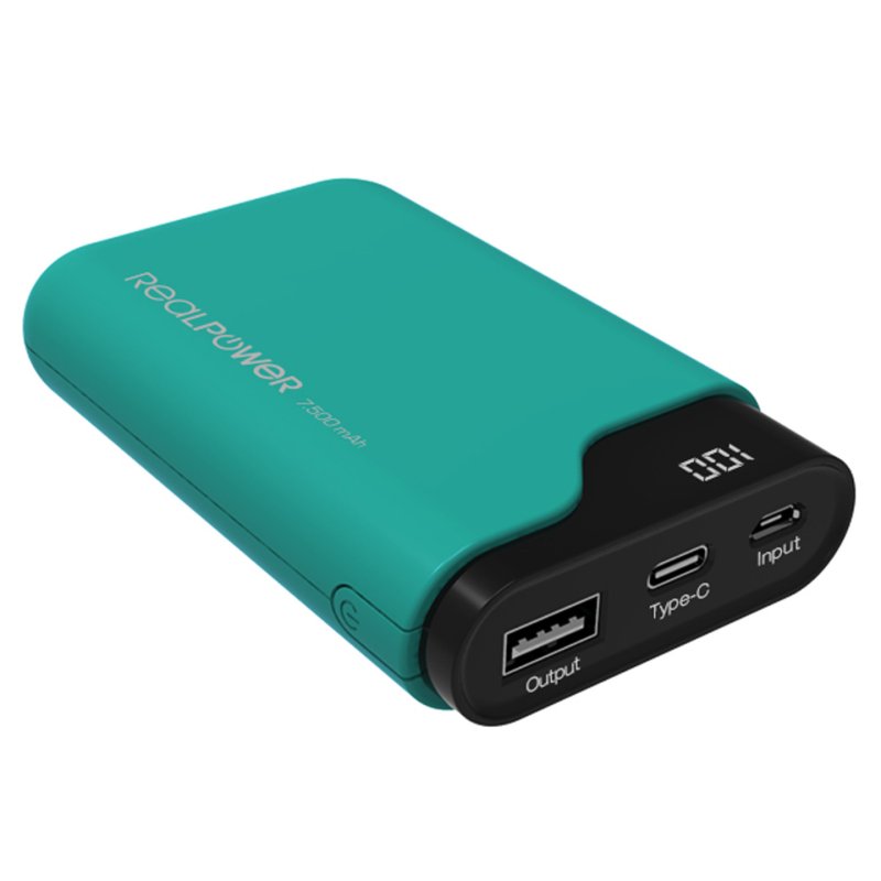 RealPower PB-7500C 7500 mAh Noir, Vert