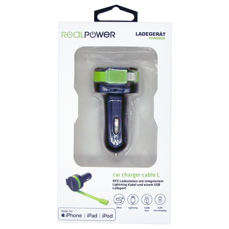 RealPower 257637 mobile device charger Universal Black, Green Cigar lighter Auto