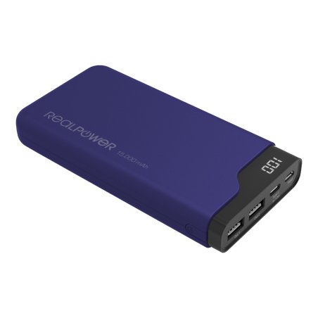 RealPower PB-15000C Navy Blue 15000 mAh Noir, Bleu