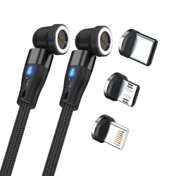 RealPower Magnetic cable,1m,2x magnetisch,schwarz mit Adapte