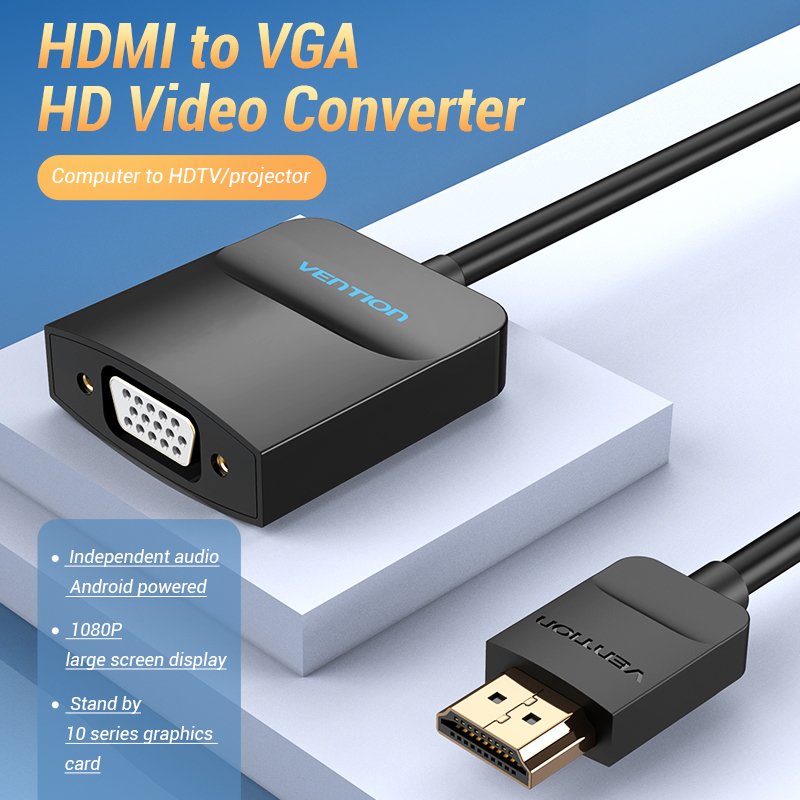 Vention 42154 câble vidéo et adaptateur 0,15 m HDMI Type A (Standard) VGA (D-Sub) Noir